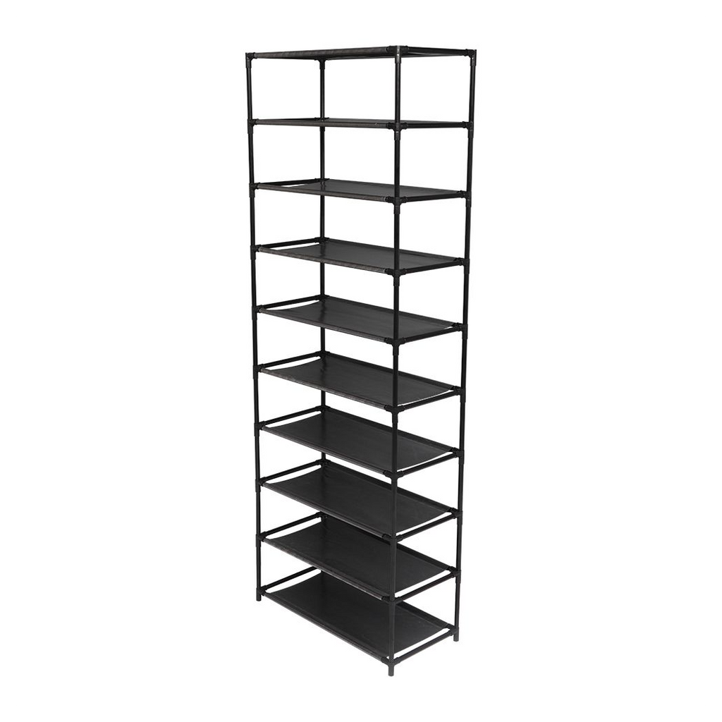 10-Tier Stackable Shoe Rack Storage Shelves, Stainless Steel, Holds 50 Pairs