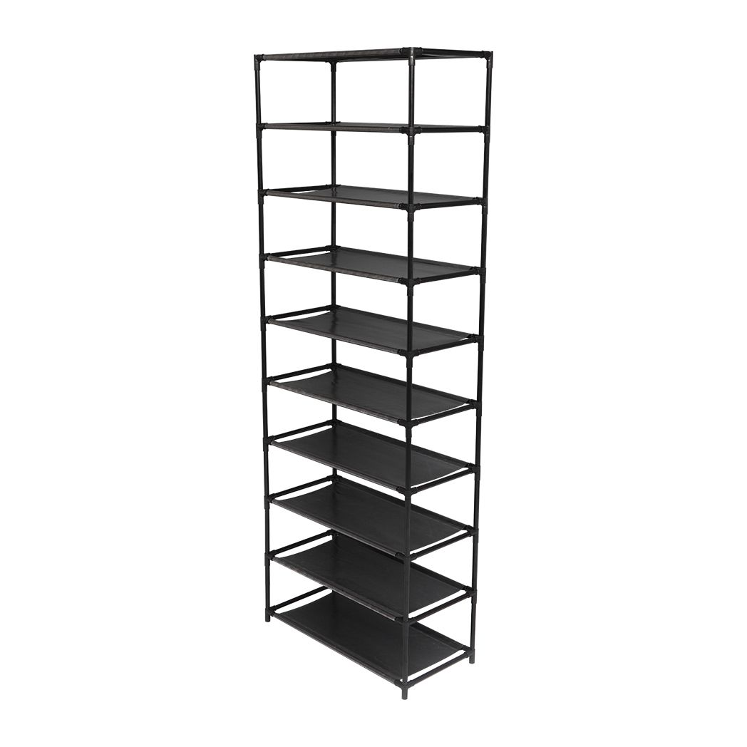 10-Tier Stackable Shoe Rack Storage Shelves, Stainless Steel, Holds 50 Pairs
