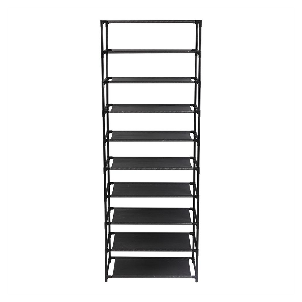 10-Tier Stackable Shoe Rack Storage Shelves, Stainless Steel, Holds 50 Pairs