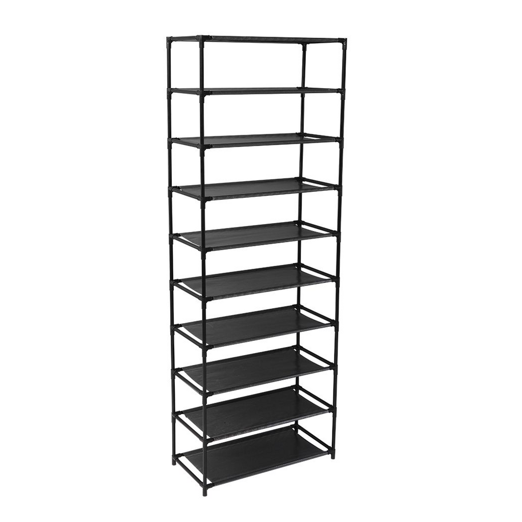10-Tier Stackable Shoe Rack Storage Shelves, Stainless Steel, Holds 50 Pairs