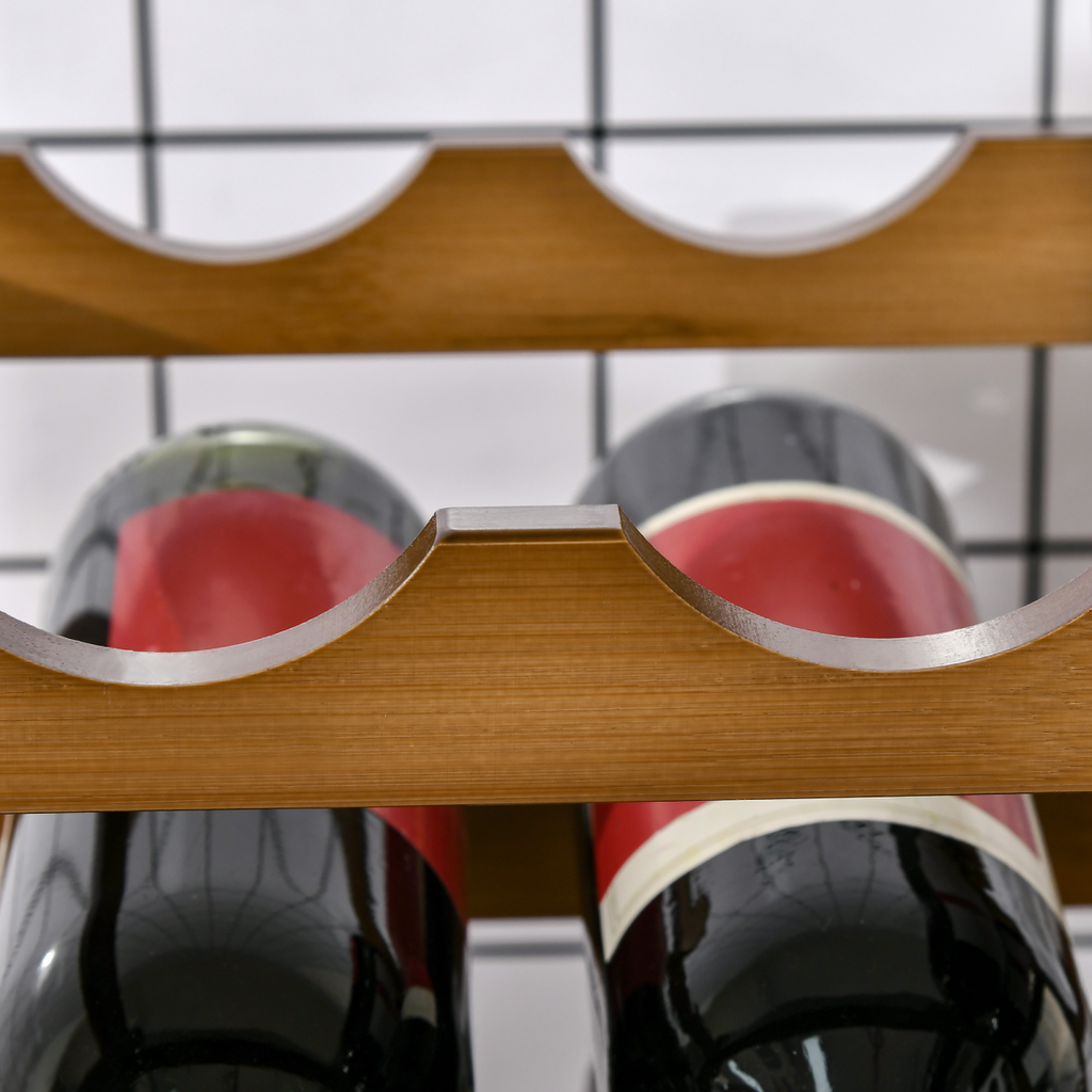 Bamboo Wine Rack 16 Bottles, 4-Tier Countertop Display Storage Shelf HTML