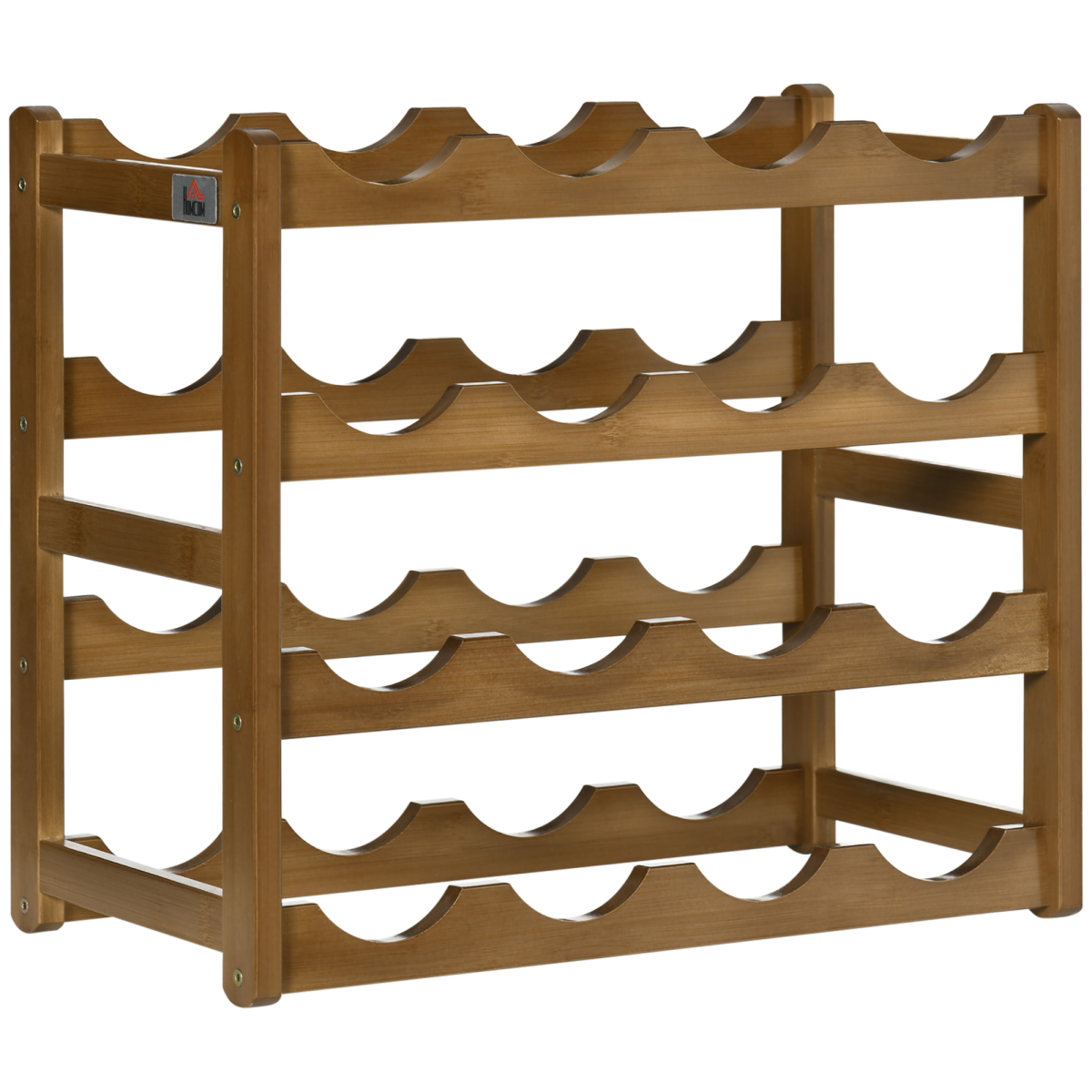 Bamboo Wine Rack 16 Bottles, 4-Tier Countertop Display Storage Shelf HTML