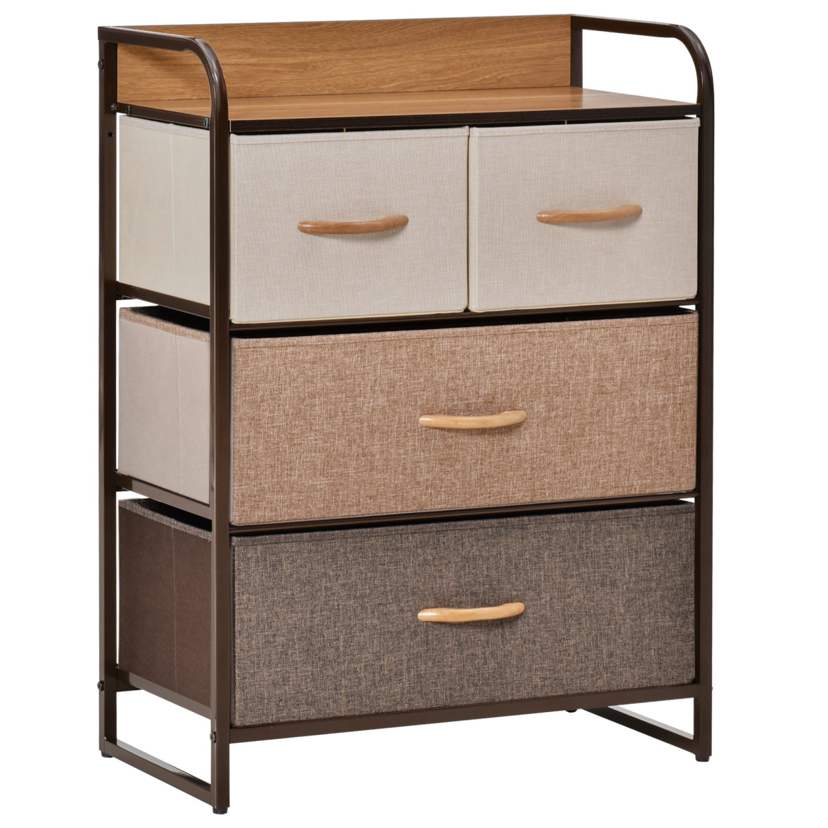 ```html
<h1>HOMCOM Fabric Drawer Dresser Tower with 4 Drawers & MDF Top Shelf</h1>
```
